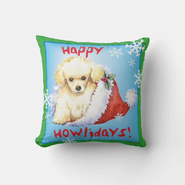 Happy Howlidays Toy Poodle Cushion (Front)