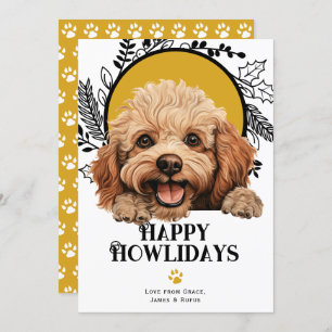 Happy Howlidays Toy Poodle Dog Christmas  Holiday Card