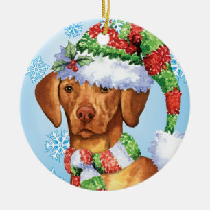 Happy Howlidays Vizsla Ceramic Ornament