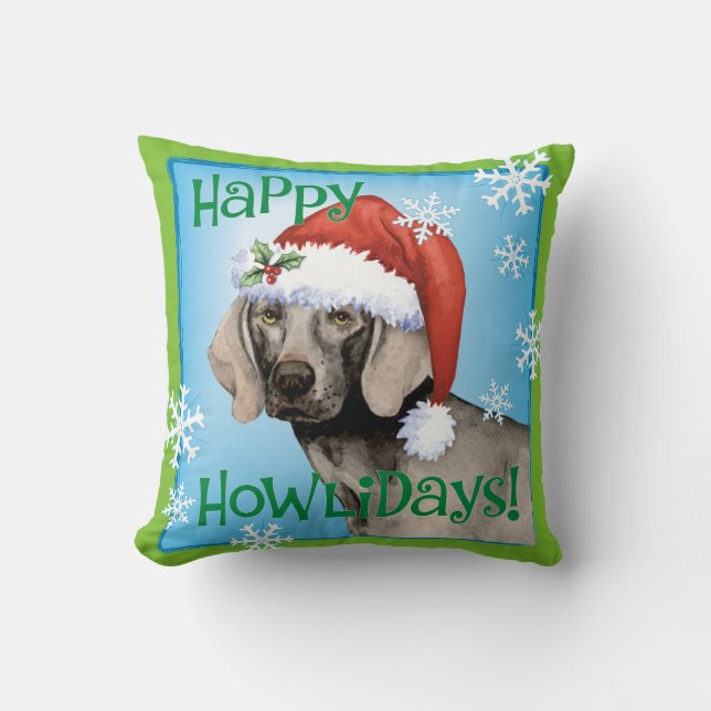 Happy Howlidays Weimaraner Cushion (Front)