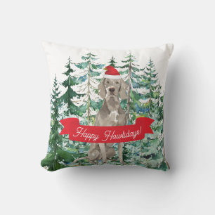 Happy Howlidays Weimaraner Dog Christmas Cushion