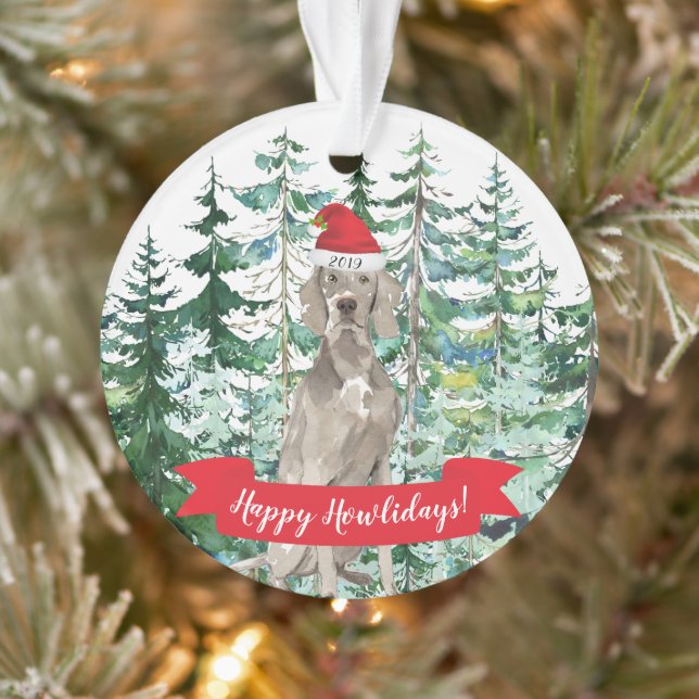 Happy Howlidays Weimaraner Dog Christmas Ornament (Tree)