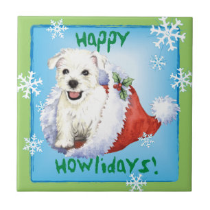 Happy Howlidays Westie Ceramic Tile