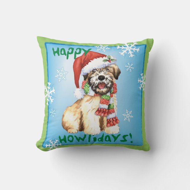 Happy Howlidays Wheaten Cushion (Front)