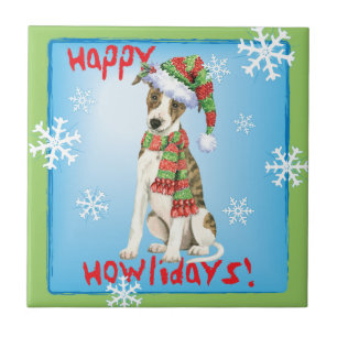 Happy Howlidays Whippet Ceramic Tile