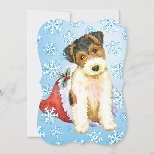 Happy Howlidays Wire Fox Terrier Holiday Card (Front)