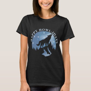 Happy Howlidays with Howling Wolf and Moon T-Shirt