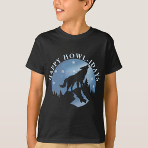 Happy Howlidays with Howling Wolf and Moon T-Shirt
