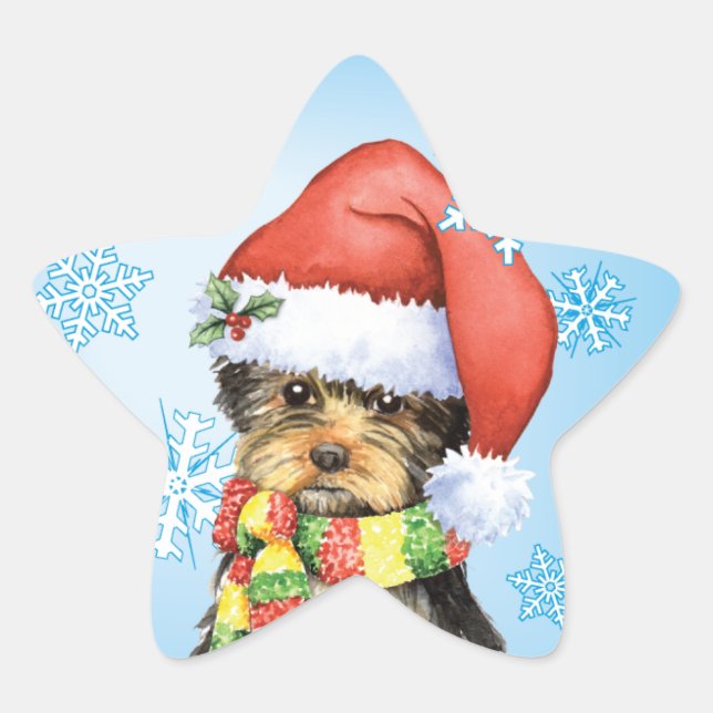 Happy Howlidays Yorkie Star Sticker (Front)