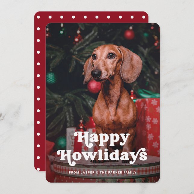 Happy Howlidays | Your Dog's Photo Funny Christmas Holiday Card (Front/Back)