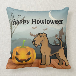Happy Howloween Airedale Terrier Cushion