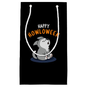 Happy Howloween Funny Dog Pun Dark BG Small Gift Bag