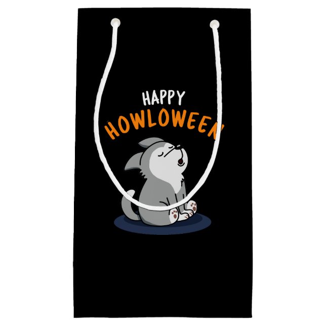 Happy Howloween Funny Dog Pun Dark BG Small Gift Bag (Front)