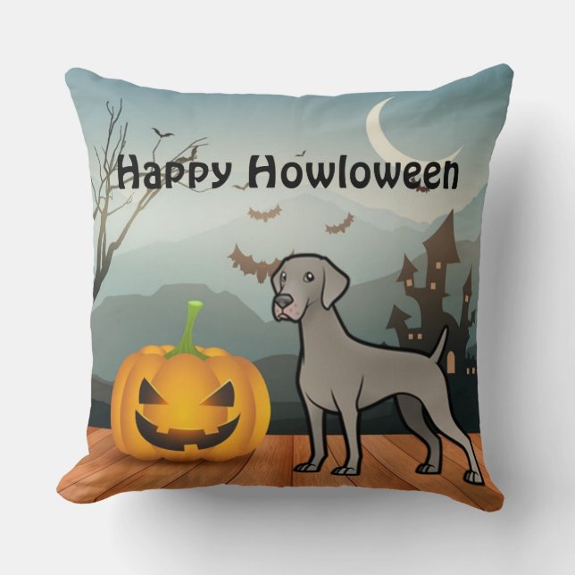 Happy Howloween Weimaraner Cushion (Front)
