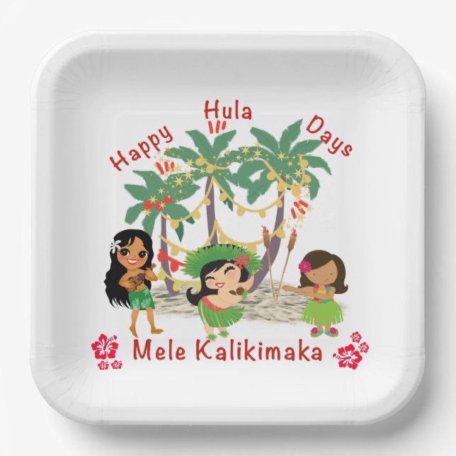 Happy Hula Days Paper Plate (Front)