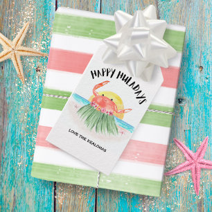 Happy Huladays Crab Hawaiian Tropical Christmas Gift Tags