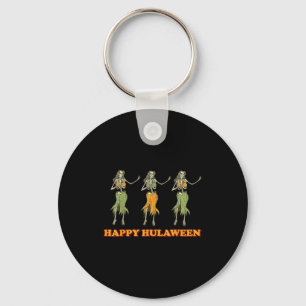Happy Hulaween Hawaii Themed Halloween Skeleton Vi Key Ring