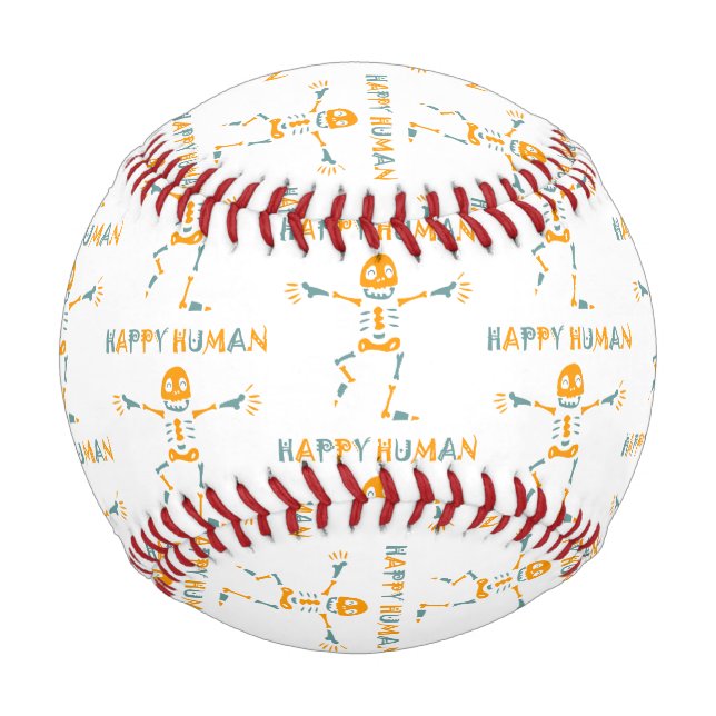 Happy human skeleton baseball (Front)