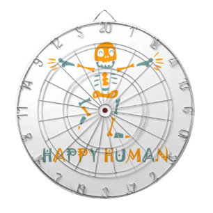 Happy human skeleton ceramic tile dartboard
