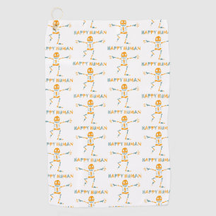 Happy human skeleton ceramic tile golf towel