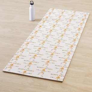 Happy human skeleton ceramic tile yoga mat