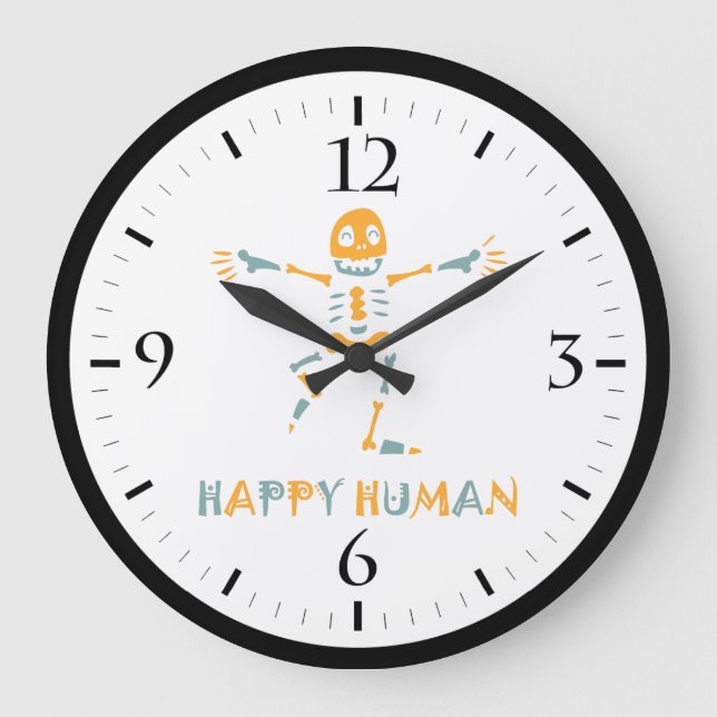 Happy human skeleton large clock (Front)