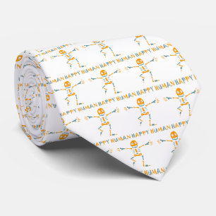 Happy human skeleton tie
