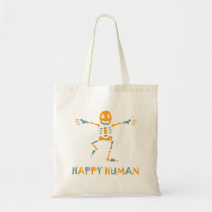Happy human skeleton tote bag