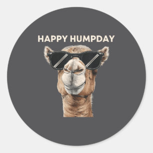 Happy Hump Day Camel Funny Midweek Motivational Qu Classic Round Sticker