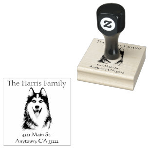 Happy Husky Personalised Rubber Stamp