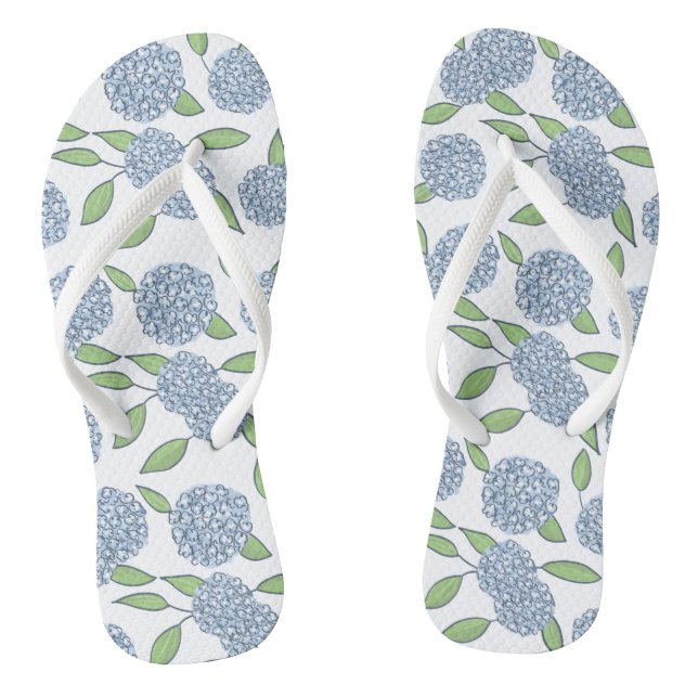 Happy Hydrangeas Something Blue Wedding Weekend Thongs (Footbed)