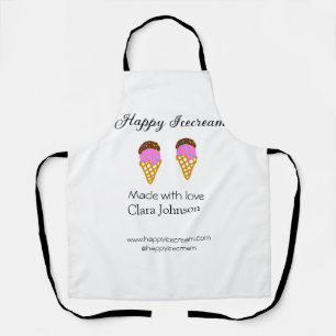 Happy Icecream add name website social media Apron