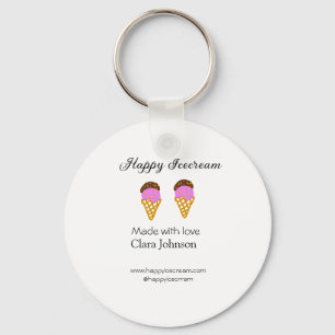 Happy Icecream add name website social media Key Ring