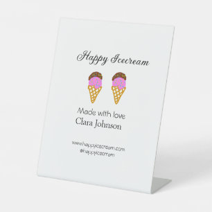 Happy Icecream add name website social media  Pedestal Sign
