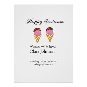 Happy Icecream add name website social media Poster