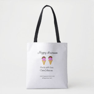 Happy Icecream add name website social media Tote Bag
