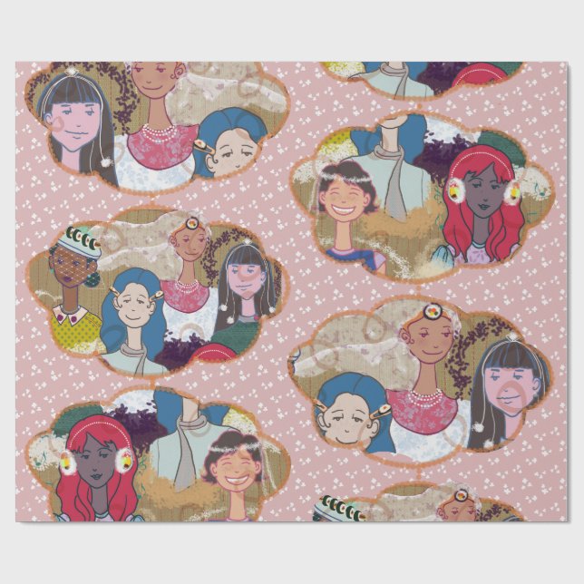 Happy Illustrated Gift Wrapping Paper (Flat)