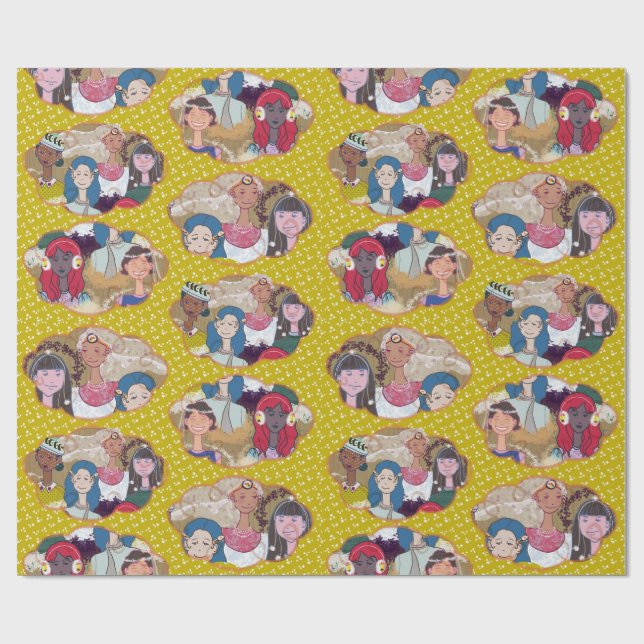 Happy Illustrated Gift Wrapping Paper (Flat)