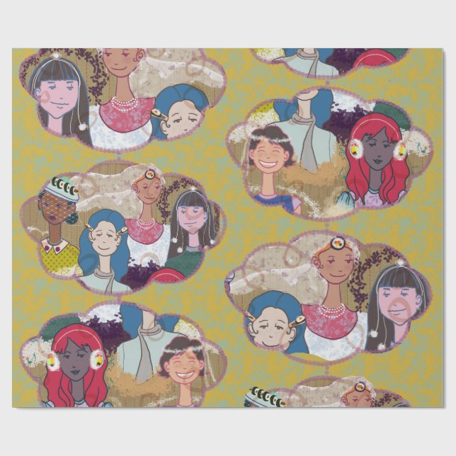 Happy Illustrated Gift Wrapping Paper (Flat)