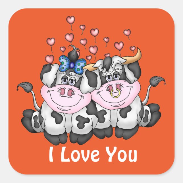 Happy in Love cows sticker (Front)
