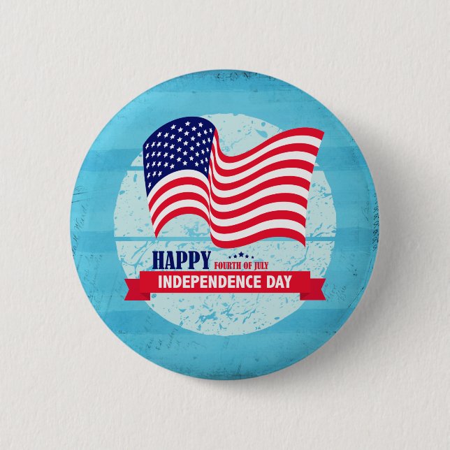 Happy Independance Day American Flag Illustration 6 Cm Round Badge (Front)