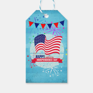 Happy Independance Day American Flag Illustration Gift Tags