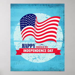 Happy Independance Day American Flag Illustration Poster