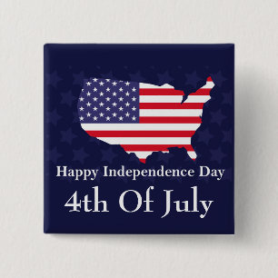 Happy Independence Day 4th of July USA Flag 15 Cm Square Badge