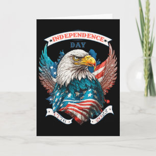 Happy Independence Day American Eagle And Usa Flag Card