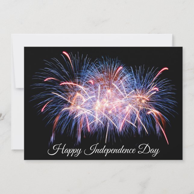Happy Independence Day Colourful Fireworks Display Holiday Card (Front)