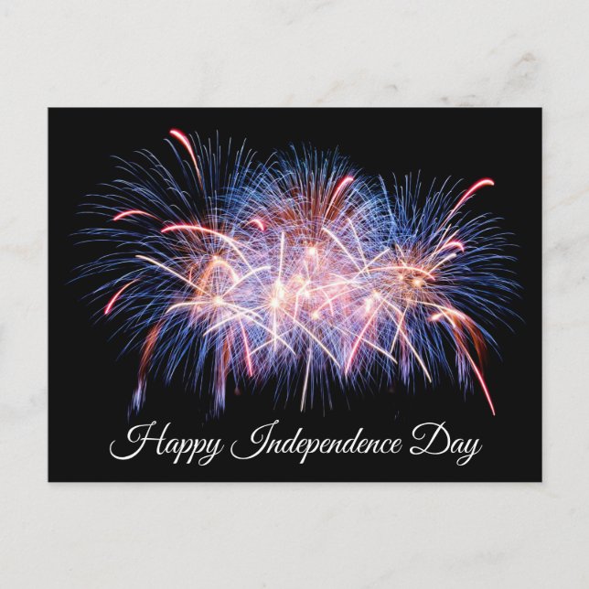 Happy Independence Day Colourful Fireworks Display Postcard (Front)