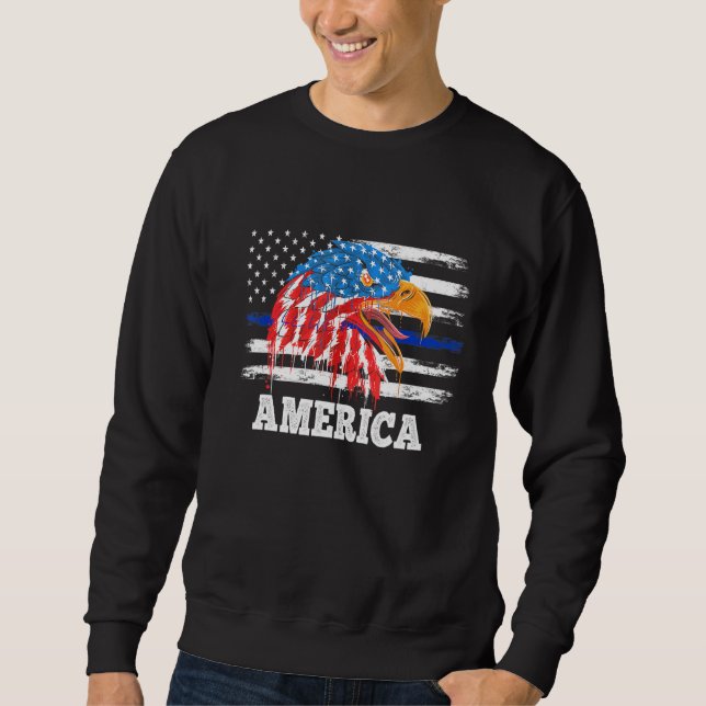 Happy Independence Day Eagle Stars And Stripes Des Sweatshirt (Front)