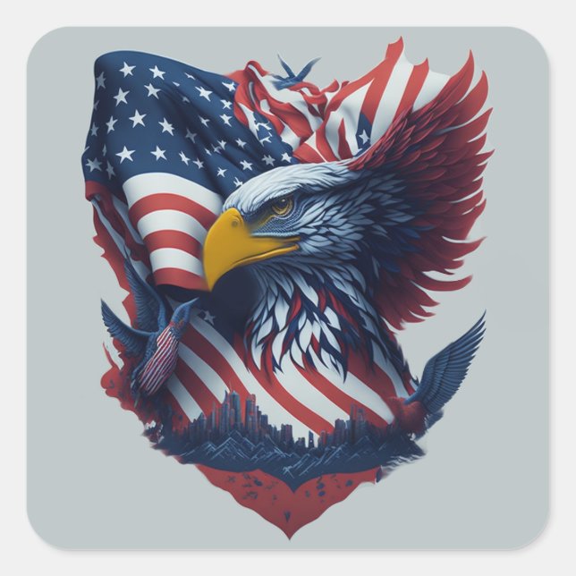 Happy Independence Day Freedom Fourth Of July Art  Square Sticker (Front)