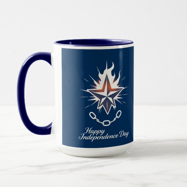 Happy Independence Day Glowing Lone Star Mug (Left)